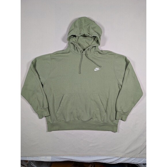 Nike Hoodie Mens XL Green Sportswear Club Fleece Pullover Sweatshirt BV2654-386 - Picture 2 of 8